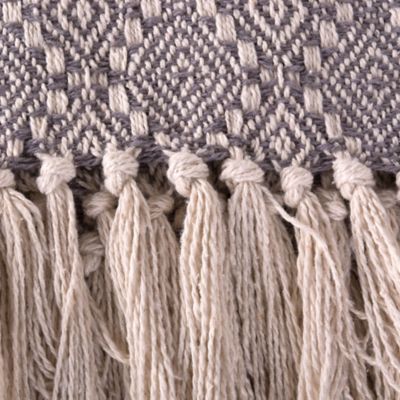 Image showing  Cotton Diamond Stitch Throw Blanket, 50 in. x 60 in., Gray
