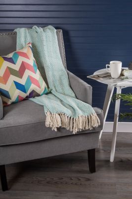 Image showing  Cotton Diamond Stitch Throw Blanket, 50 in. x 60 in., Aqua