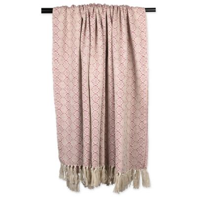 Image showing  Cotton Diamond Stitch Throw Blanket, 50 in. x 60 in., Rose