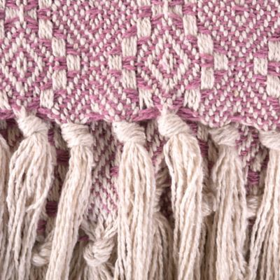 Image showing  Cotton Diamond Stitch Throw Blanket, 50 in. x 60 in., Rose