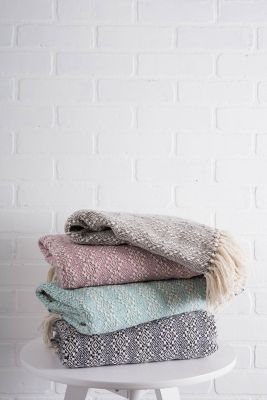 Image showing  Cotton Diamond Stitch Throw Blanket, 50 in. x 60 in., Rose