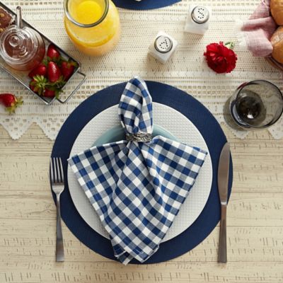 Image showing  Round PVC Double Frame Place Mats, 14 in. x 14 in., Blue, 6-Pack