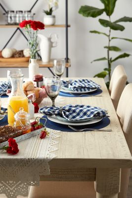 Image showing 5 th DII Round PVC Double Frame Place Mats, 14 in. x 14 in., Blue, 6-Pack