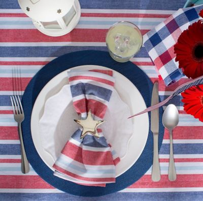 Image showing 6 th DII Round PVC Double Frame Place Mats, 14 in. x 14 in., Blue, 6-Pack