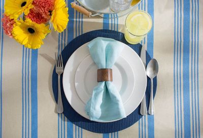 Image showing 7 th DII Round PVC Double Frame Place Mats, 14 in. x 14 in., Blue, 6-Pack