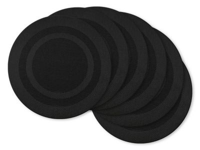 Zingz & Thingz Round PVC Double Frame Place Mats, 14 in. x 14 in., Black