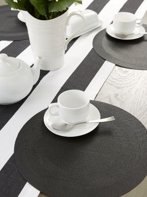 Image showing  Round PVC Double Frame Place Mats, 14 in. x 14 in., Black, 6-Pack
