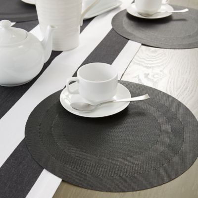 Image showing  Round PVC Double Frame Place Mats, 14 in. x 14 in., Black, 6-Pack
