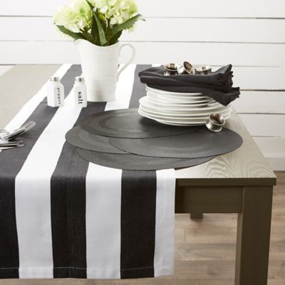 Image showing  Round PVC Double Frame Place Mats, 14 in. x 14 in., Black, 6-Pack