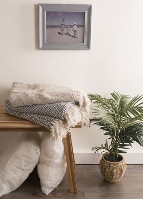 Image showing  Cotton Double Diamond Throw Blanket, 50 in. x 60 in.