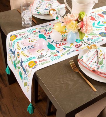 Image showing 7 th DII Easter Folk Garden Embellished Table Runner