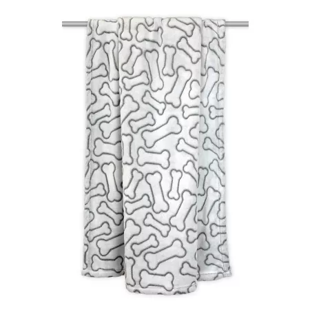 Zingz & Thingz Polyester Embossed Bone Print Microfiber Pet Blanket Pet Blankets & Throws