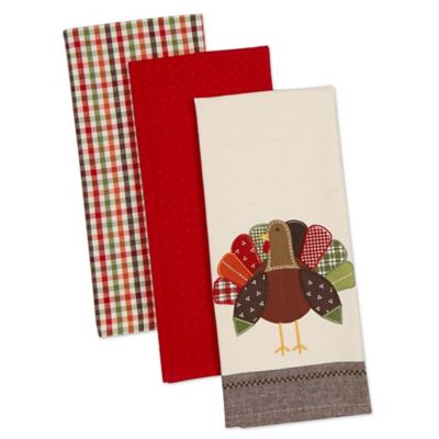 Zingz & Thingz Assorted Fall Turkey Embroidered Dish Towel Set, 18 in. x 28 in., 3 pc.