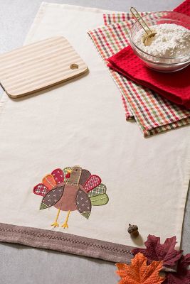 Image showing  Assorted Fall Turkey Embroidered Dish Towel Set, 18 in. x 28 in., 3 pc.