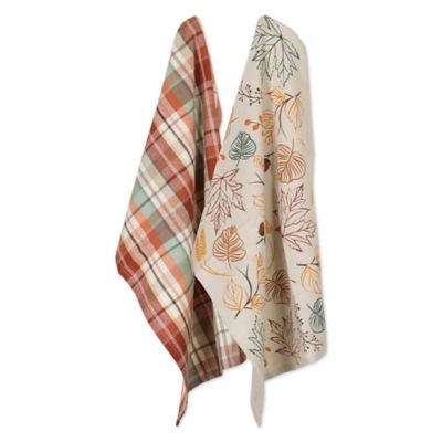 DII Assorted Autumn Leaves Dish Towel Set, 2 pc.