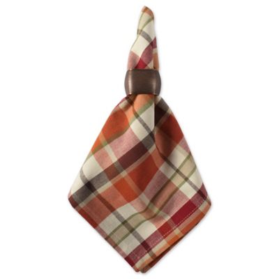 Image showing  Pumpkin Spice Plaid Napkins, 6 pc.