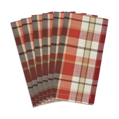 Image showing 8 th DII Pumpkin Spice Plaid Napkins, 6 pc.