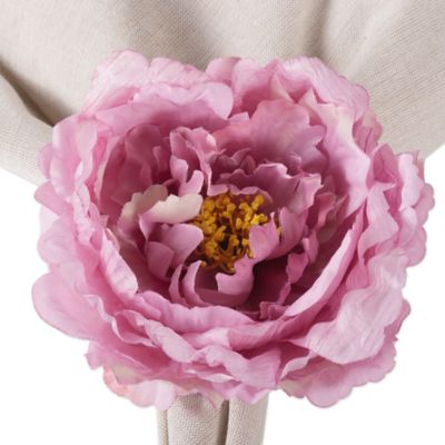 Image showing  Peony Flower Napkin Rings, Pink, 5 in. Diameter, 4 pc.