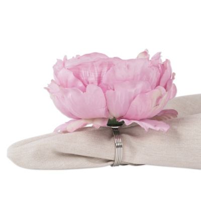 Image showing 5 th DII Peony Flower Napkin Rings, Pink, 5 in. Diameter, 4 pc.