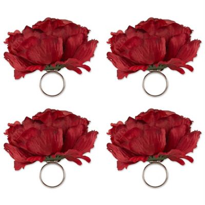 Zingz & Thingz Peony Napkin Rings, 4 pc.