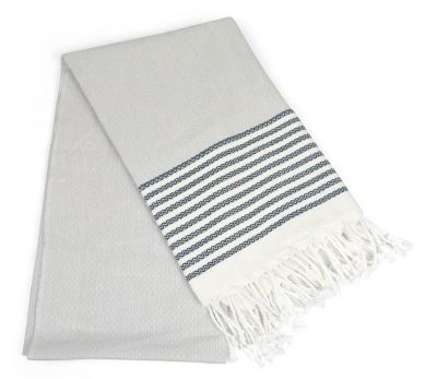 Zingz & Thingz Navy Stitched Striped Fouta Towel