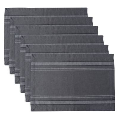 Zingz & Thingz Chambray French Striped Table Place Mat Set, 13 in. x 19 in., 6 pc.