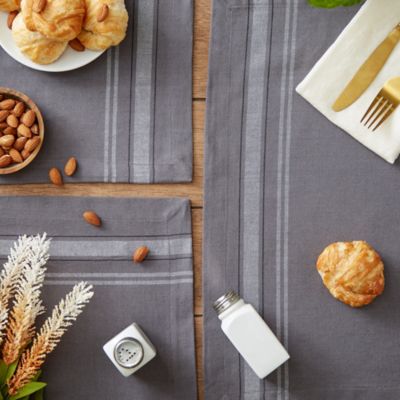 Image showing  Chambray French Striped Cotton Table Place Mats, 13 in. x 19 in., 6-Pack