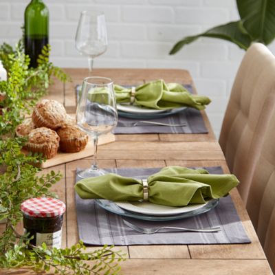 Image showing  Chambray French Striped Cotton Table Place Mats, 13 in. x 19 in., 6-Pack