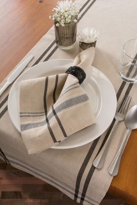 Image showing  French Striped Table Runner, 1 in. W Hem, Compatible with Tables that Seat 8-12 People