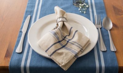 Image showing 5 th DII Chambray French Striped Table Runner, 1 in. W Hem, Compatible with Tables that Seat 4-8 People