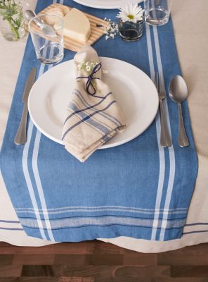 Image showing 9 th DII Chambray French Striped Table Runner, 1 in. W Hem, Compatible with Tables that Seat 4-8 People