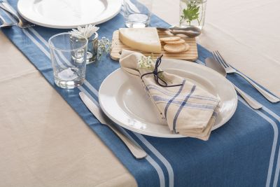 Image showing 10 th DII Chambray French Striped Table Runner, 1 in. W Hem, Compatible with Tables that Seat 4-8 People