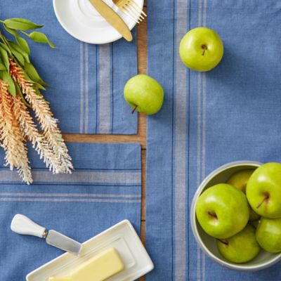 Image showing  Chambray French Striped Cotton Table Place Mats, 13 in. x 19 in., 6-Pack