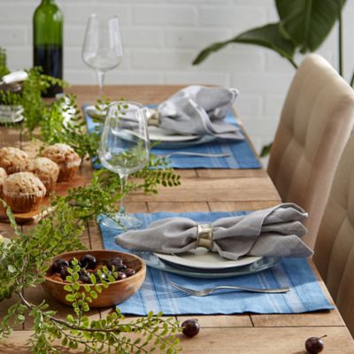 Image showing  Chambray French Striped Cotton Table Place Mats, 13 in. x 19 in., 6-Pack