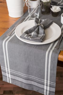 Image showing  Chambray French Striped Table Runner, 1 in. W Hem, Compatible with Tables that Seat 4-8 People