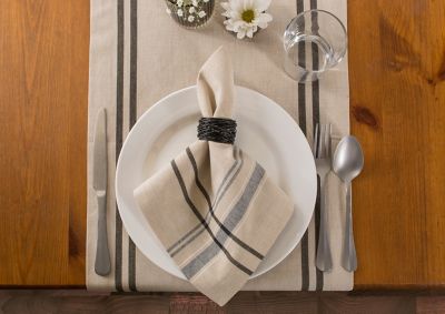 Image showing  French Striped Table Runner, 1 in. W Hem, Compatible with Tables that Seat 8-12 People