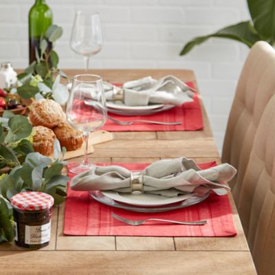 Image showing  Chambray French Striped Cotton Table Place Mats, 13 in. x 19 in., 6-Pack