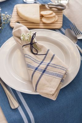 Image showing 8 th DII Chambray French Striped Table Runner, 1 in. W Hem, Compatible with Tables that Seat 4-8 People