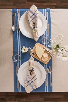 Image showing 9 th DII Chambray French Striped Table Runner, 1 in. W Hem, Compatible with Tables that Seat 4-8 People