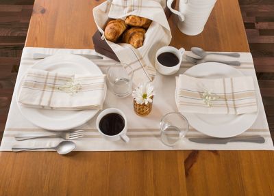 Image showing 3 th DII Chambray French Striped Table Runner, 1 in. W Hem, Compatible with Tables that Seat 4-8 People