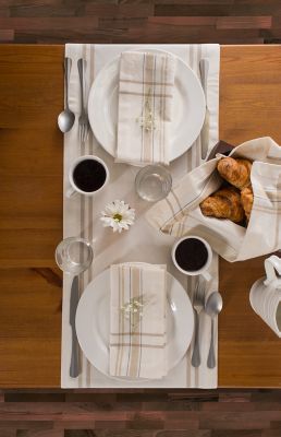 Image showing 4 th DII Chambray French Striped Table Runner, 1 in. W Hem, Compatible with Tables that Seat 4-8 People