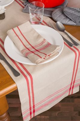 Image showing  French Striped Table Runner, 1 in. W Hem, Compatible with Tables that Seat 8-12 People