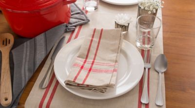 Image showing  French Striped Table Runner, 1 in. W Hem, Compatible with Tables that Seat 8-12 People