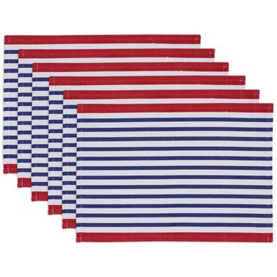 DII Blue Nautical Striped Place Mat Set