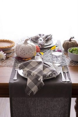 Image showing  Solid Heavyweight Fringed Table Runner