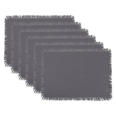 DII Solid Heavyweight Fringed Cotton Place Mat, 13 in. x 19 in.
