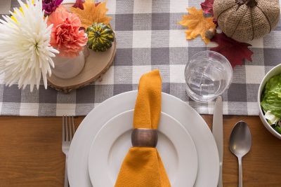 Image showing  Heavyweight Checkered Fringed Table Runner