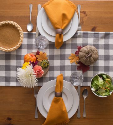 Image showing  Heavyweight Checkered Fringed Table Runner