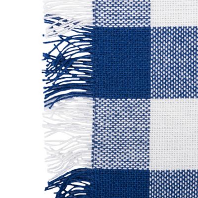 Image showing  Heavyweight Checkered Fringed Cotton Place Mat, 13 in. x 19 in.