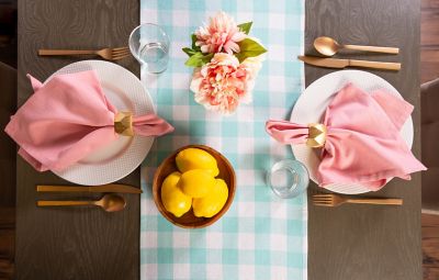 Image showing  Heavyweight Check Fringed Table Runner